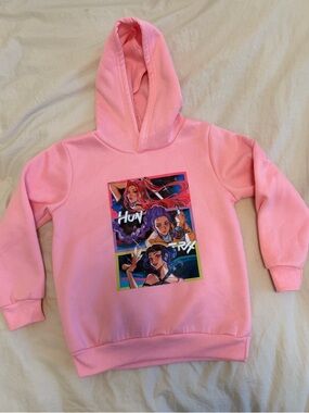 Kids Pink K-Pop Demon Hunters Graphic Hoodie Sweatshirt